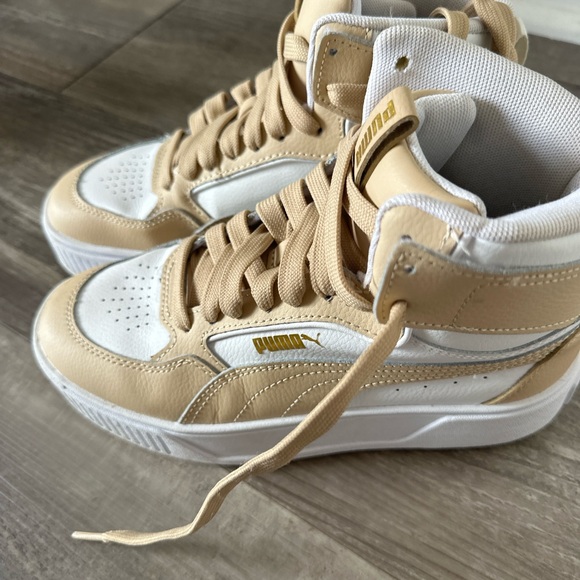 Puma Women's Tan and White High-Top Sneakers - Picture 5 of 6